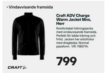 XXL Craft ADV Charge Warm Jacket Mns, Herr erbjuda