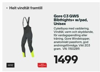 XXL Gore C3 GWS Bibthights+ w/pad, Unisex erbjuda