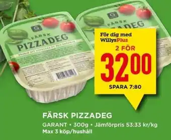 Willys FÄRSK PIZZADEG erbjuda