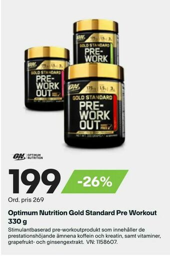 XXL Optimum Nutrition Gold Standard Pre Workout 330 g erbjuda