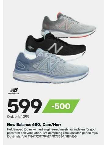 XXL New Balance 680, Dam/Herr erbjuda