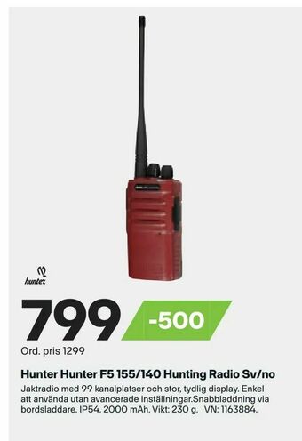 Hunter Hunter F5 155/140 Hunting Radio Sv/no