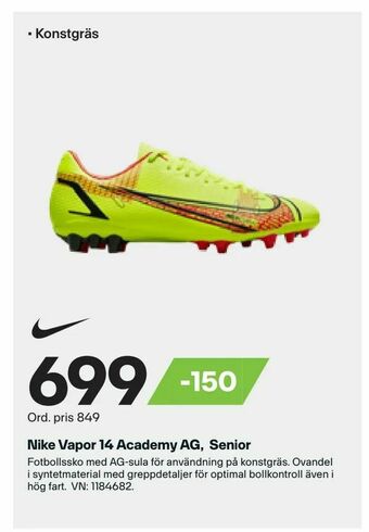 XXL Nike Vapor 14 Academy AG, Senior erbjuda