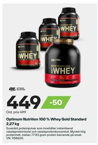 XXL Optimum Nutrition 100 % Whey Gold Standard 2,27 kg erbjuda