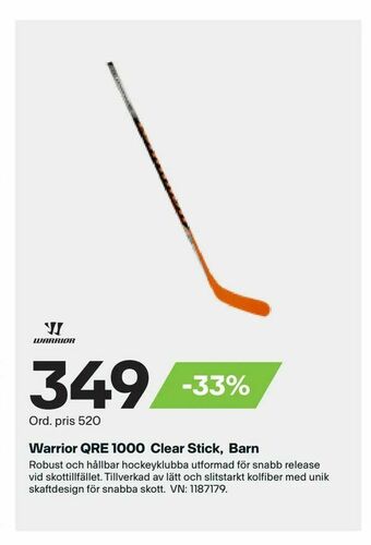 XXL Warrior QRE 1000 Clear Stick, Barn erbjuda