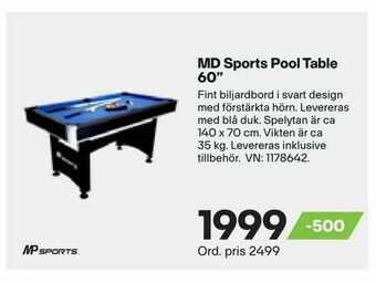 MD Sports Pool Table 60"
