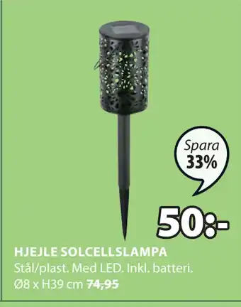 JYSK HJEJLE SOLCELLSLAMPA erbjuda