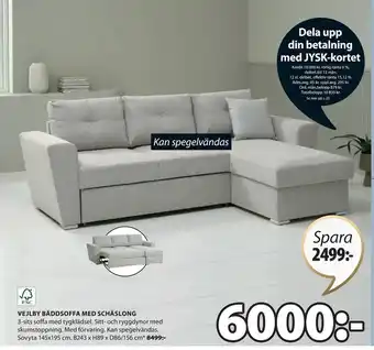 JYSK VEJLBY BÄDDSOFFA MED SCHÄSLONG erbjuda