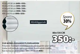 JYSK FUR MÖRKLÄGGANDE PLISSÉGARDIN erbjuda