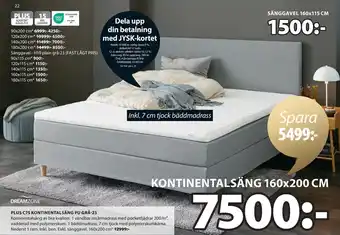 JYSK PLUS C75 KONTINENTALSÄNG PU GRÅ-23 erbjuda