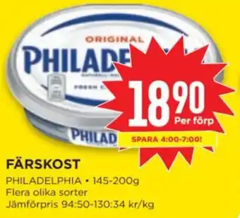 Willys FÄRSKOST PHILADELPHIA erbjuda