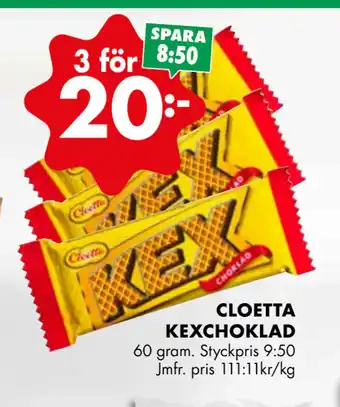 ÖoB CLOETTA KEXCHOKLAD erbjuda