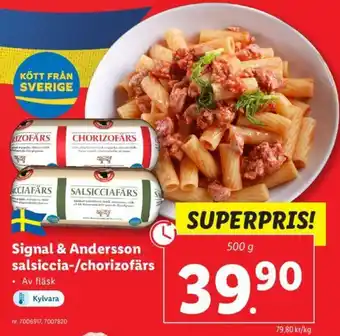 Lidl Signal & Andersson salsiccia-/chorizofärs erbjuda