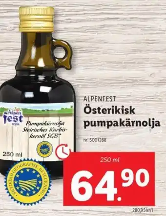 Lidl Österikisk pumpakärnolja erbjuda