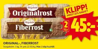 ICA Kvantum ORIGINAL-, FIBERROST erbjuda