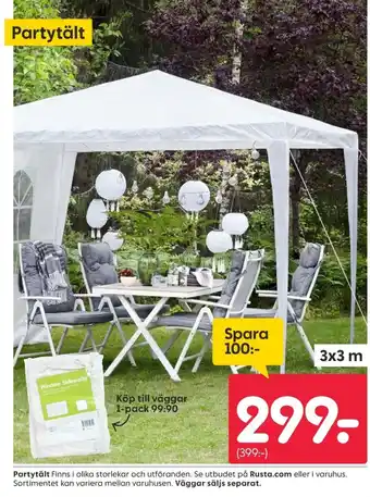 Rusta Partytält erbjuda