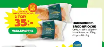 Stora Coop HAMBURGERBRÖD BRIOCHE erbjuda