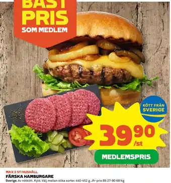 Coop FÄRSKA HAMBURGARE erbjuda