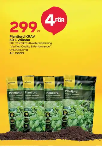 Byggmax Plantjord KRAV 50 L Wiksbo erbjuda