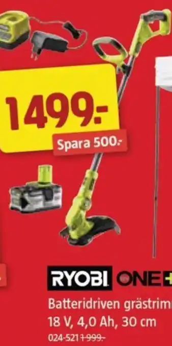 Jula Batteridriven grästrimmer 18 V, 4,0 Ah, 30 cm erbjuda