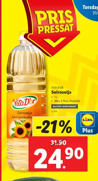 Lidl Solrosolja erbjuda