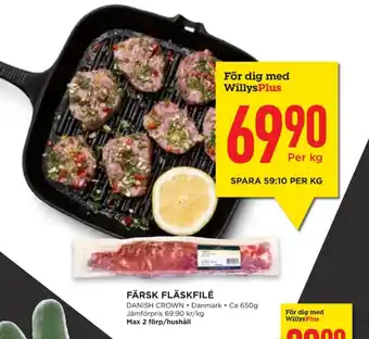 Willys Hemma Danish crown fläskfilé erbjuda