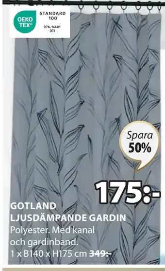 JYSK GOTLAND LJUSDÄMPANDE GARDIN erbjuda