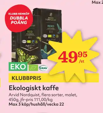 Hemköp Ekologiskt kaffe erbjuda