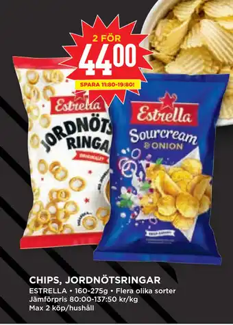 Willys Hemma CHIPS, JORDNÖTSRINGAR erbjuda
