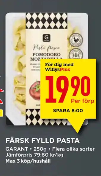 Willys FÄRSK FYLLD PASTA erbjuda