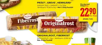 Willys ORIGINALROST, FIBERROST erbjuda
