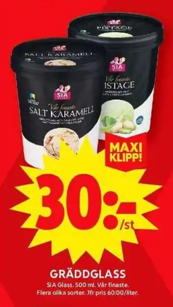 ICA Maxi GRÄDDGLASS erbjuda