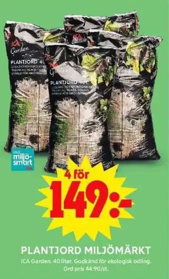 ICA Maxi PLANTJORD MILJÖMÄRKT erbjuda