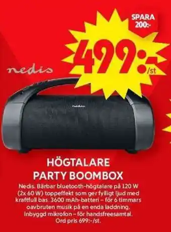 ICA Maxi HÖGTALARE PARTY BOOMBOX erbjuda