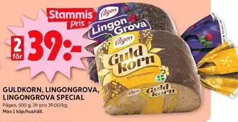 ICA Kvantum GULDKORN, LINGONGROVA, LINGONGROVA SPECIAL erbjuda