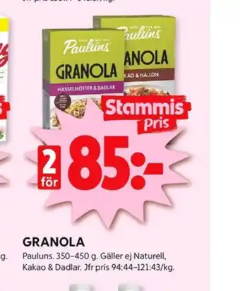 ICA Kvantum Paulùns granola erbjuda