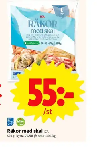 ICA Nära Ica räkor med skal erbjuda