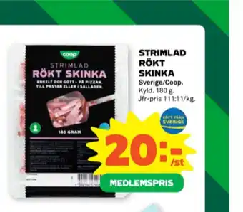 Stora Coop Coop rökta skinkstrimlor erbjuda