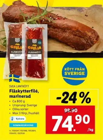 Lidl Fläskytterfilé, marinerad erbjuda