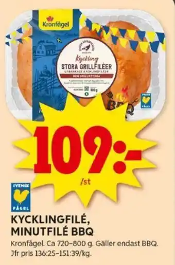 KYCKLINGFILÉ, MINUTFILÉ BBQ