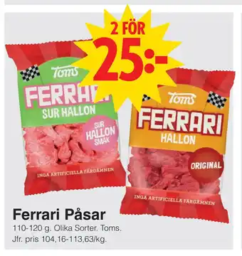 Matöppet Ferrari Påsar erbjuda