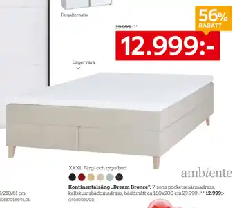 XXXLutz Kontinentalsäng „Dream Bronce“ erbjuda