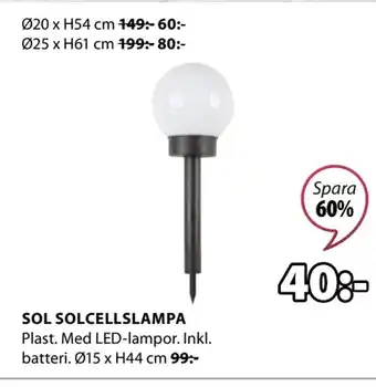 JYSK SOL SOLCELLSLAMPA erbjuda