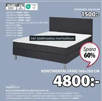 JYSK PLUS C60 KONTINENTALSÄNG HR SVART-08 erbjuda