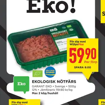 Willys EKOLOGISK NÖTFÄRS erbjuda
