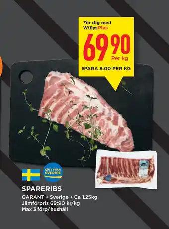 Willys SPARERIBS erbjuda