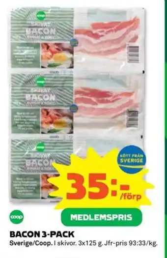 Coop Extra BACON 3-PACK erbjuda