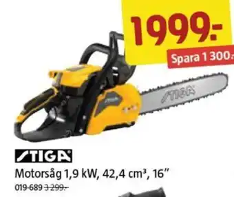 Jula Motorsåg 1,9 kW, 42,4 cm³, 16" erbjuda