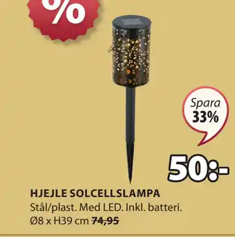 JYSK HJEJLE SOLCELLSLAMPA erbjuda