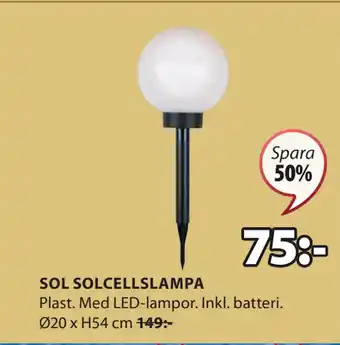 JYSK SOL SOLCELLSLAMPA erbjuda